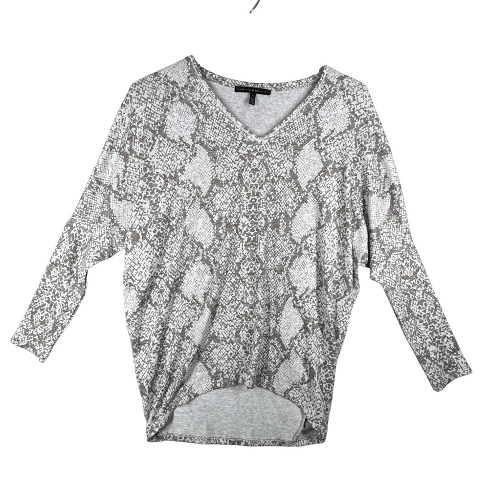 White House Black Market Snakeskin Print V-Neck Dolman Top‎ Lightweight Small
